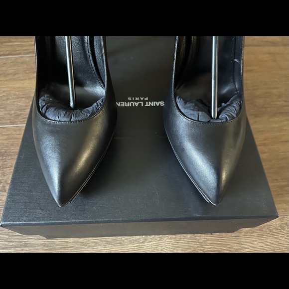 SAINT LAURENT-AUTHENTIC (NWT) Black Leather Heels - Picture 2 of 15